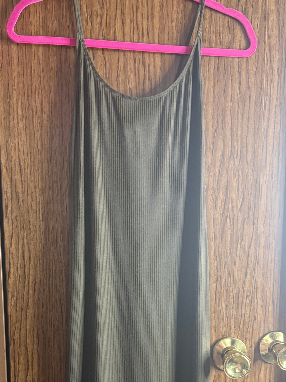 H&M Olive Green Ribbed Midi Dress